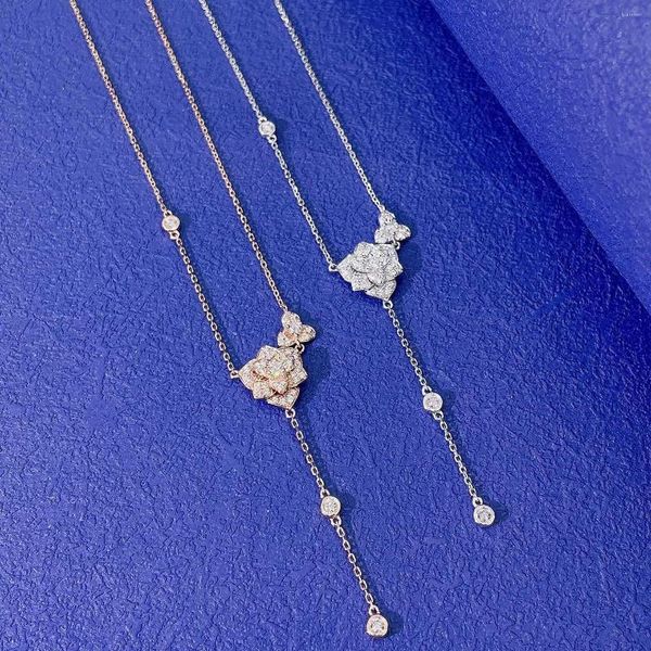 Ketten YM2023 Naturweiße Diamanten Halsketten Massives 18 Karat Gold 0,30 ct Anhänger für Geburtstagsgeschenke