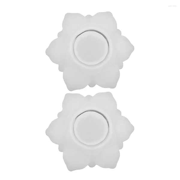 Castiçais 2 Pcs Lotus Candlestick Mold Silicone DIY Titular Moldes Bandeja Sílica Gel Concreto