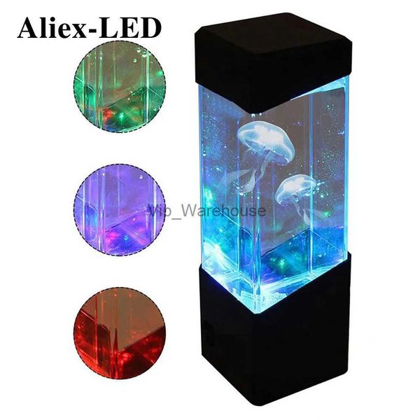 Lâmpadas de mesa 3D LED Night Light decoração do quarto Lâmpada de mesa Lâmpadas de água-viva Tanque de aquário Luzes de mesa Mesa de cabeceira presente Lâmpada decorativa de parede YQ231006