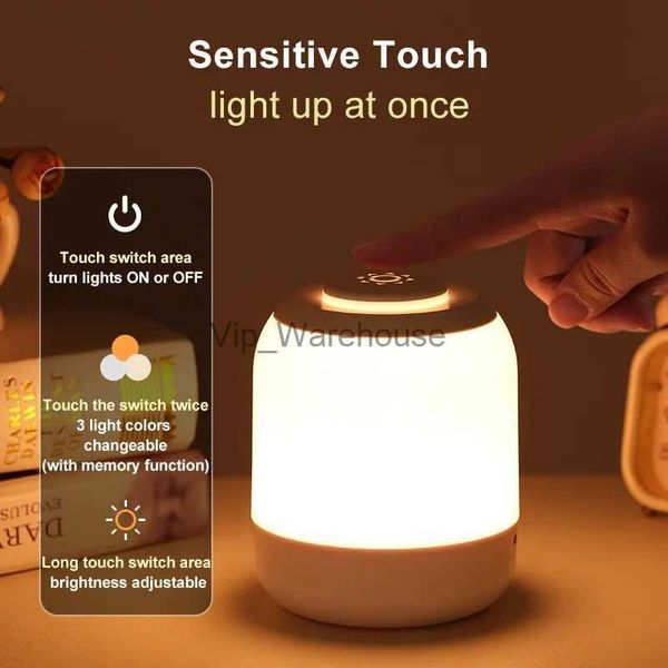 Tischlampen Touch Sensor Nachtlicht LED Tischlampe Wiederaufladbare Tischlampe für Kinder Baby Schlafen Schlafzimmer Licht Chirdren Geschenk YQ231006