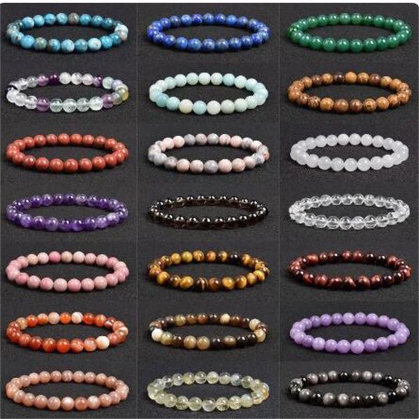 Pulseira de pedra natural genuína de 6mm, apatita, lápis-lazúli, ágata, cristal, olho de tigre, alta qualidade, contas de pedras preciosas, pulseira homme, joias, pulseira GC2355