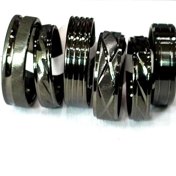 Anéis de casamento 30 peças homens preto conforto ajuste 6 8mm banda de aço inoxidável vintage moda jóias 231005