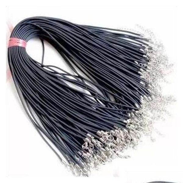 Cord Wire Cord Wire Collana di serpente in pelle di cera nera 45 cm 60 cm Catena di estensione della corda con chiusura a moschettone Gioielli di moda fai da te C D Dhyqd