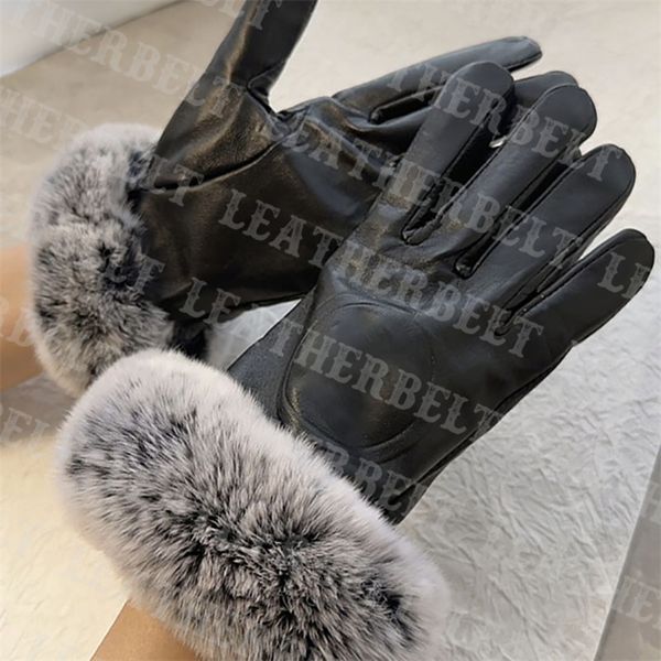 Brief Jacquard Schaffell Handschuhe Herbst Winter Pelz Leder Handschuhe Frauen Männer Winddicht Warme Fäustlinge