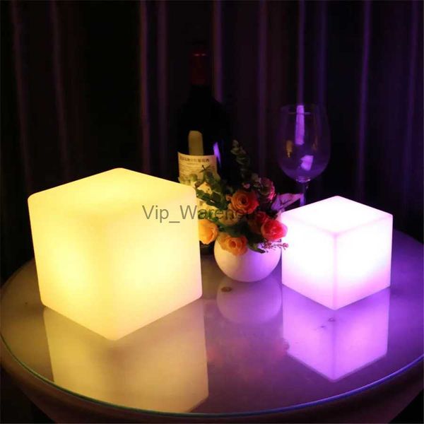 Candeeiros de mesa 10/15 / 20CM LED Light Bateria Powered Cube Mood Lamp Kids Bedroom Night Light RGB Restaurante Café Cubic Table Lamp Lamparas YQ231006