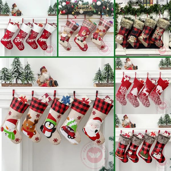 Outros suprimentos para festas de eventos Saco de meia de Natal Saco de doces de presente de Natal Noel Decorações de Natal para casa Navidad Sock Decoração de árvore de Natal Ano 231005