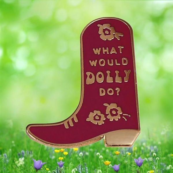 Pins Broschen Parton Cowboy Boot Emaille Pin I Will Always Love You Jolene Coat Of Many Colors Western Cowgirl Country Music Brooc217z