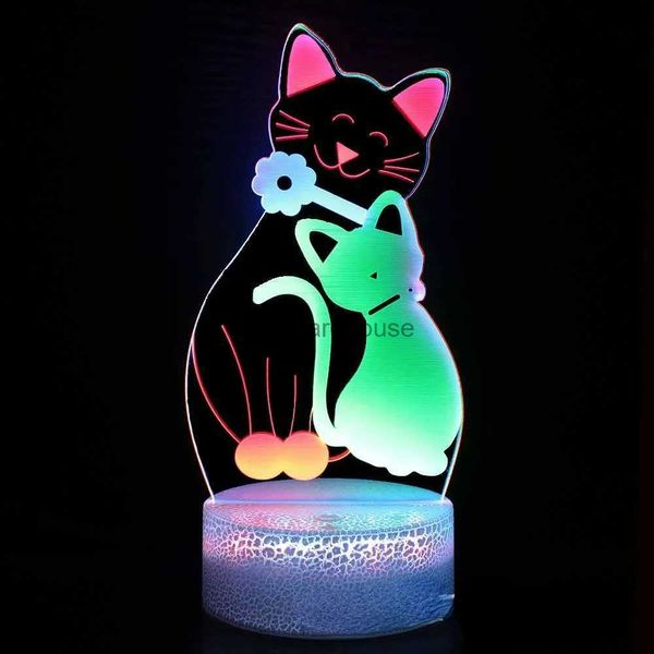 Настольные лампы серии Animal LED Night Light Touch Трехцветный динамический визуальный сова Eagle Butterfly 3D Настольная лампа Подарки для детей Декор спальни YQ231006