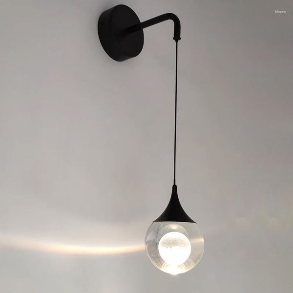 Lâmpada de parede moderna LED luz clara bola de cristal com lua 3D montada pendurada para quarto sala de estar banheiro decoração de casa