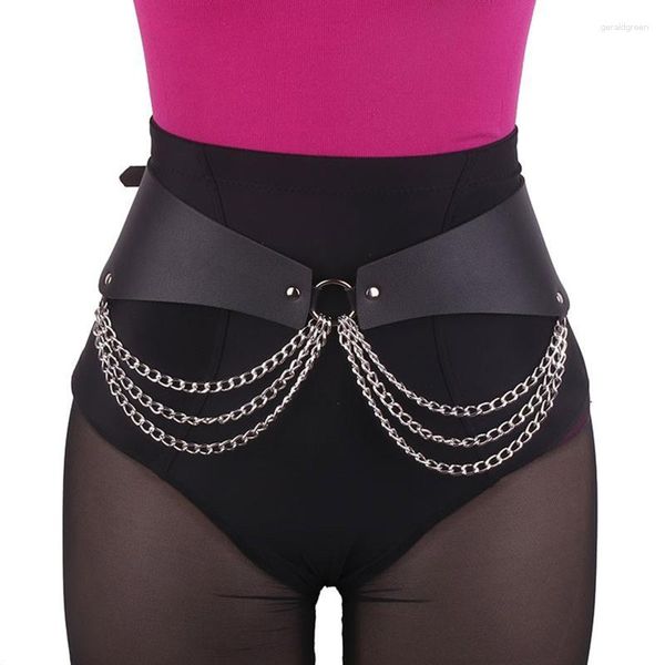 Cintos Punk Cintura Barriga Cinto para Mulheres Liga e PU Couro Night Club Vestido Saia Decoração Suprimentos