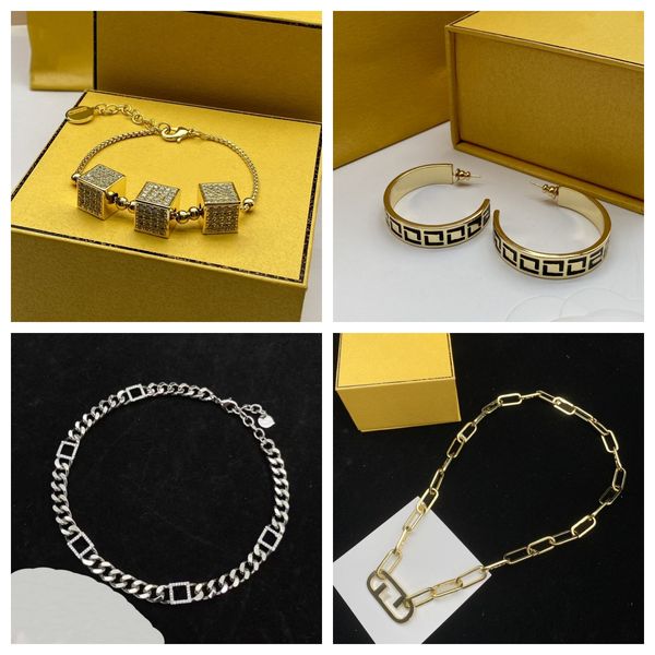 Nova moda colar top look pulseira brincos de design clássico moderno ouro delicado inicial bloqueio banhado a ouro cadeado colar carta para mulheres joias minimalistas