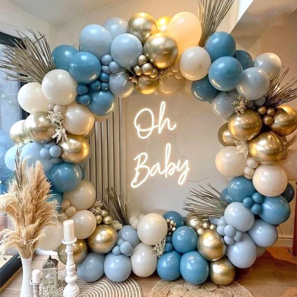 Altri articoli per feste per eventi Macaron Palloncini in oro blu Kit arco ghirlanda Decorazioni per feste di compleanno per bambini Bianco Baby Shower Forniture per matrimoni per ragazzi Palloncini decorativi 231005