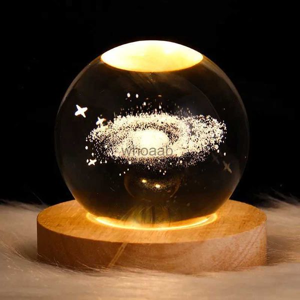 Forniture di giocattoli di Natale Incandescente Galassia planetaria Astronauta Sfera di cristallo Luci notturne Alimentazione USB Calda luce da comodino Regalo di Natale per bambini Lampada da notte per bambini YQ231006