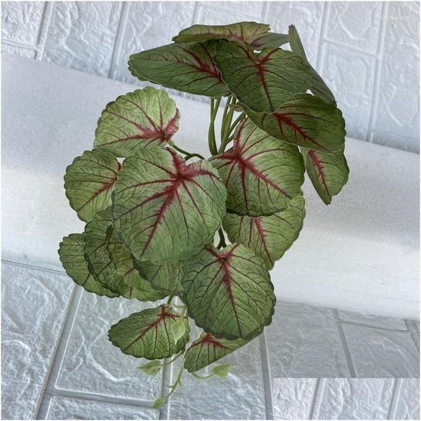 Ghirlande di fiori decorativi Foglie di piante artificiali Vite Manico piccolo Begonia e felce in vaso Senza vaso Simation Piante verdi Vita domestica Dh4Yh