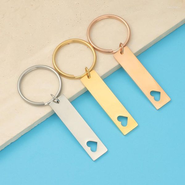Schlüsselanhänger 3 Stück Edelstahlplatte Schlüsselanhänger leer zum Aufzeichnen von 40 x 10 mm Metallrechteck für polierten Großhandel