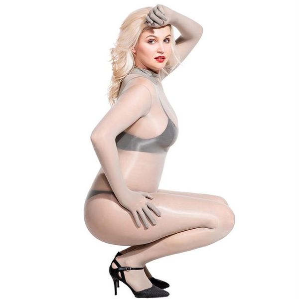 Unisex Dita Mezzo Cappotto Collant di un pezzo Bodystocking Con apertura sul cavallo Tuta Nylon trasparente Pagliaccetti Tuta Sexy Gay Wear Y2002592