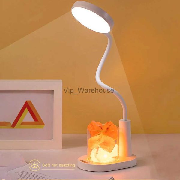 Lâmpadas de mesa Modern Crystal Salt Stone Lamp RGB Dimmable Table Lamp Nightlight USB recarregável Anion Aromaterapia Proteção para os olhos Lâmpada de mesa YQ231006
