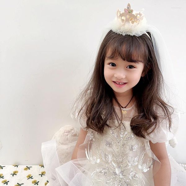 Accessori per capelli Cerchietto per bambina principessa retrò Corona in stile europeo dolce Trapano luminoso Fascia per capelli per bambini Festa di compleanno