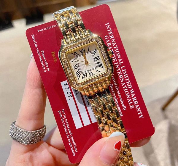 Роскошные часы женские классические элегантные дизайнерские часы Panthere модные кварцевые часы с квадратным резервуаром Женские золотые серебряные часы Montre de Luxe business C318