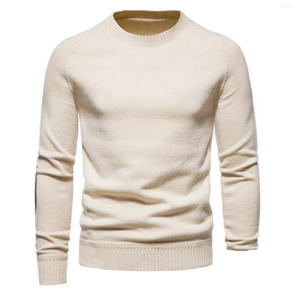 Suéter masculino com manga remendo pulôver suéter tops outono e inverno moda moletom edição regular ombro blusa de cor sólida