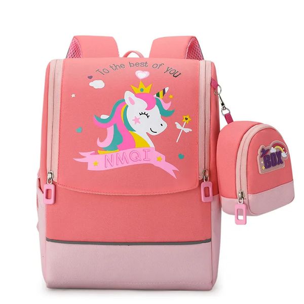 Sacos escolares mochila crianças jardim de infância alunos da escola primária dos desenhos animados bolsa de moedas 4-8 anos de idade saco de série espacial 231006