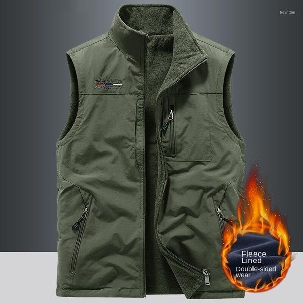 Gilet da uomo Gilet tattico classico Giacche da uomo Foderato in pile Termico Senza maniche Moda Corpo Caldo Lusso Autunno Inverno Maschile