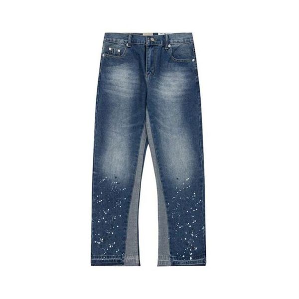 Calças masculinas plus size versátil carta impressão jeans high street calças casuais masculinas2319