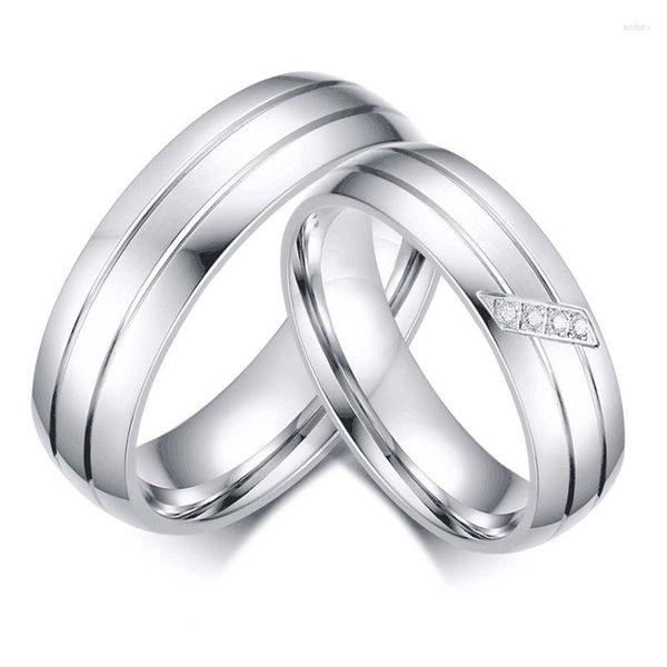 Clusterringe BAECYT 2023 Einfaches Paar Titan Stahl Hochzeit Zirkonia Frauen Männer Schmuck Jahrestag Ehe Mode Geschenk