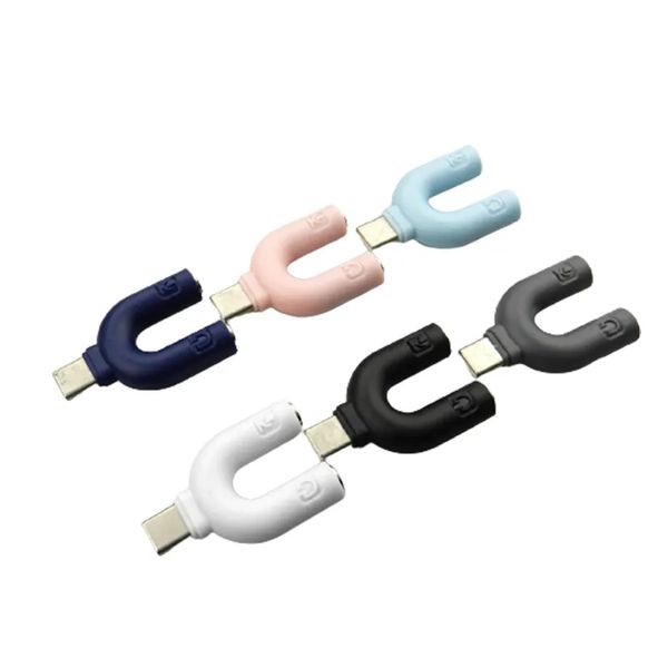 U-förmiger Kopfhörerstecker, praktischer Mikrofon-Typ-C-2-in-1-Anschluss, Kabel-Adapter, Typ-C-Audio-Splitter, eine Aufteilung in zwei, praktisch