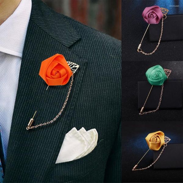 Broches homens mulheres rosa flor folha moda broche pino blazer terno lapela festa de casamento corsage charme jóias roupas acessório