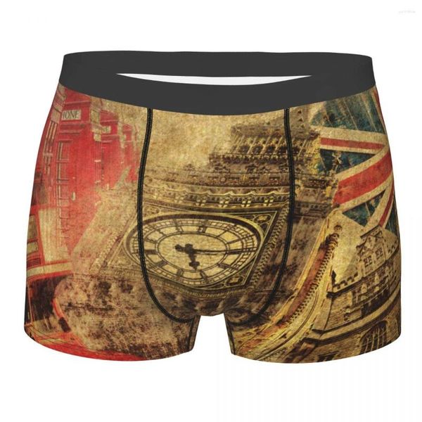 Mutande Boxer da uomo Pantaloncini Mutandine Vintage London Call Box Biancheria intima morbida Bandiera britannica Homme Fashion