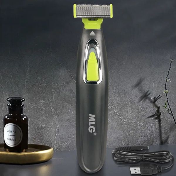 Rasoi elettrici Rasoio elettrico MLG per uomo e donna Trimmer portatile per tutto il corpo Rasoio USB a forma di T per barba e ascella lavabile 231006