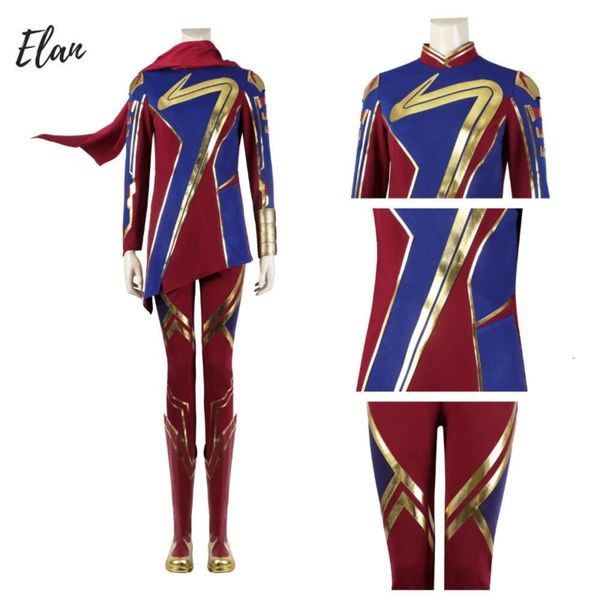 Travestimento Donna Kamala Khan Costume Cosplay Ms. Kamala Vestito Cosplay Vestito con Top Pantaloni Sciarpa e Stivali Khan Costumesplay