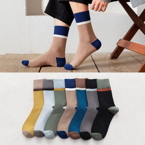 Männer Socken Streifen Farbe Passenden Atmungsaktive Männer Baumwolle Kleid Kompression Deodorant Japanischen Stil Für Mann Business