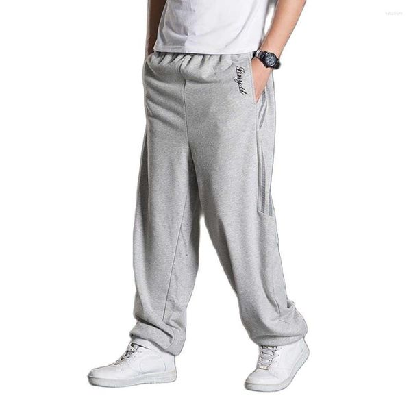 Calças masculinas moda joggers homens casual sweatpants solto calças largas streetwear hiphop algodão tecido faixa plus size roupas