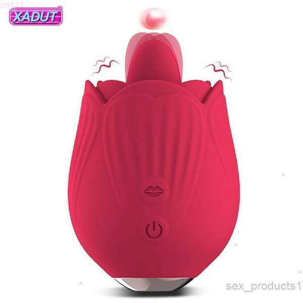 giocattolo Massaggiatore sessuale Potente vibratore giocattolo rosa per donne con leccata di lingua Stimolatore clitorideo capezzolo orale Giocattoli femminili AdultiFQVD