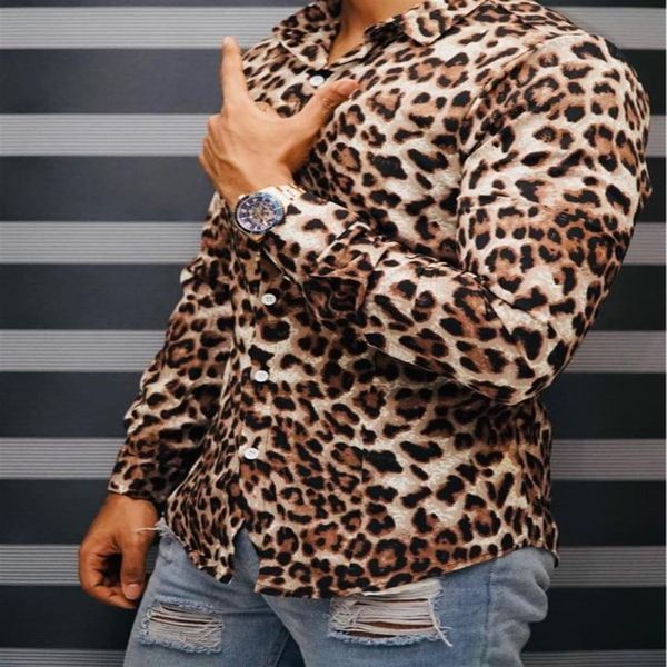 Mode-luipaard shirt heren slim fit mannelijk overhemd met lange mouwen casual dunne streetwear heren luipaardprint voor mannen 5xl-m2437
