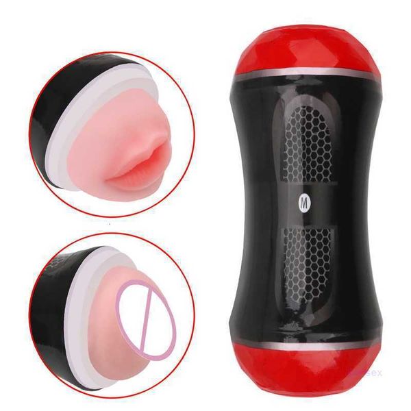 Masculino masturbador copo vibrador vagina real para homens garganta profunda buceta boca duplo adulto resistência exercício brinquedos sexuais para homem