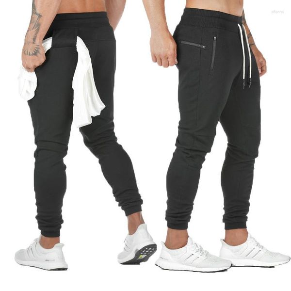 Calças masculinas alta jogging homens esporte sweatpants correndo corredores algodão trackpants magro ajuste calças de musculação nn21