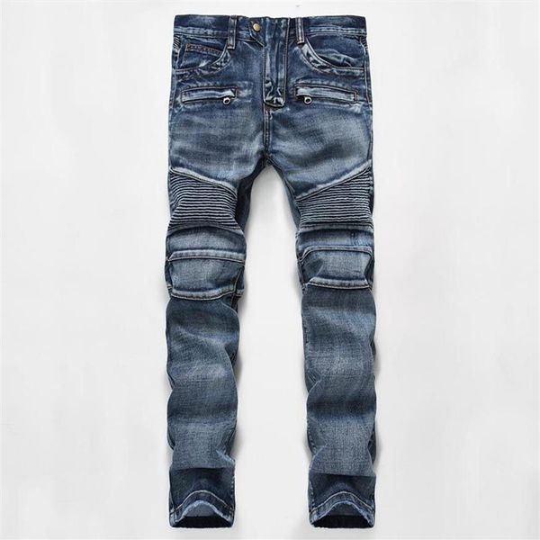 Erkekler sıkıntılı yırtık skinny jeans moda tasarımcısı erkek şort ince motosiklet moto bisikletçisi nedensel denim pantolon hip hop men318g