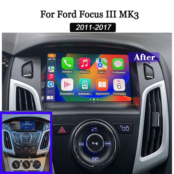 Rádio Android para Ford Focus 3 Mk3 2011-2017 Tela sensível ao toque de 9 polegadas com Apple Carplay Android Auto Car Stereo Bluetooth GPS Navi Car Multimedia Player Substituição carro dvd