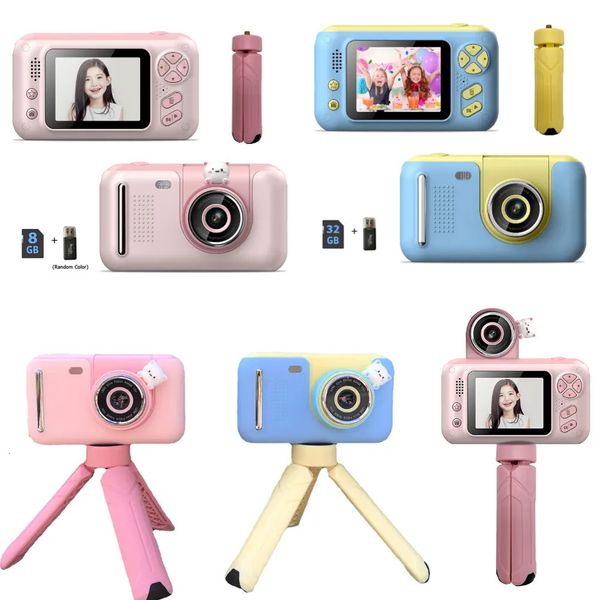 Camcorder 24-Zoll-IPS-Farbbildschirm Kinder Kinderkamera 40MP 1080P Camcorder 180 Grad Rotation Digital PO Geburtstagsgeschenk 231006