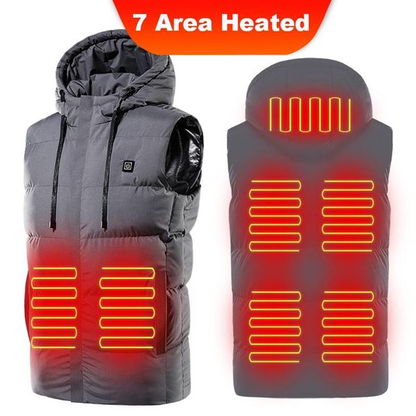 E-BAIHUI 7 Aree 9 Zone Gilet con cappuccio riscaldato Calore elettrico Vestiti caldi intelligenti Taglia asiatica Giacca riscaldante elettrica per uomo Corpo caldo2731