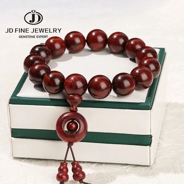 Braccialetti con ciondoli JD Perline di legno naturale Zambia Pterocarpus Santalinus Bracciale con ciondolo fortunato Donna Uomo Mala Preghiera Meditazione Gioielli elasticizzati 231005