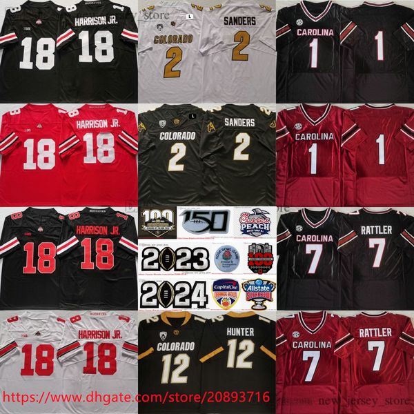 Ohio State Buckeyes 18 Marvin Harrison Jr. Jersey NCAA Football 2 Shedeur Sanders 12 Travis Hunter Spencer Rattler Deebo Samuel Maglie Svelate Uomo Donna Gioventù Bambini