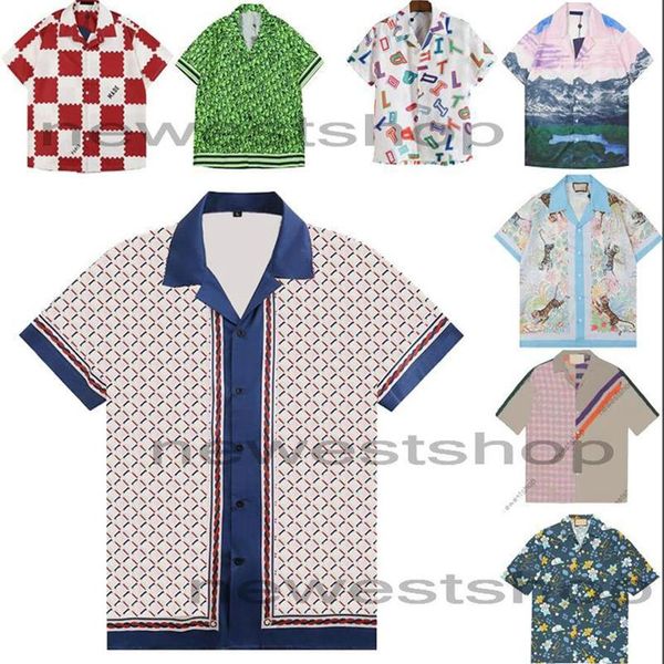 Ordre de mélange Chemises décontractées pour hommes Été Hawaii Lettre florale Imprimer Plage T-shirts Designers T-shirt de luxe Designer Silk Bowling Shirt w283o