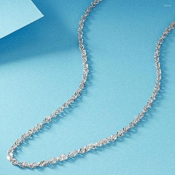 Chaînes Véritable Pure Platinum 950 Chaîne Femmes Lucky Twisted Singapour Collier 3.9-4g / 41cm