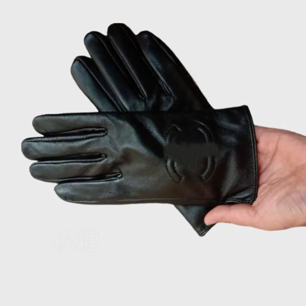 2023 moda tela de toque luvas para homens mulheres inverno luvas de couro ciclismo com quente isolado pele carneiro dedo pelúcia dentro luvas