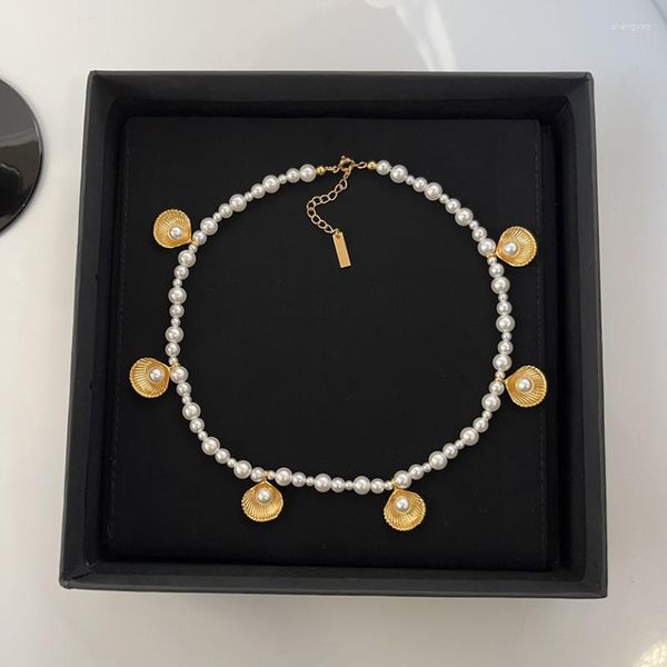 Catene Marchio di moda Conchiglia Perla Collana con pendente vintage in oro 18 carati Girocollo Donna Tendenza del designer di gioielli di alta qualità