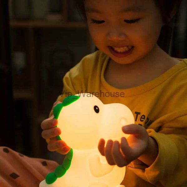 Lâmpadas de mesa LED Dinosaur Silicon Patting Night Light Color Changing USB Charging Bedside Sleep Children's Gift Table Lamp Crianças Brinquedos YQ231006